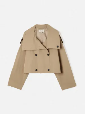 Cropped cotton trench jacket