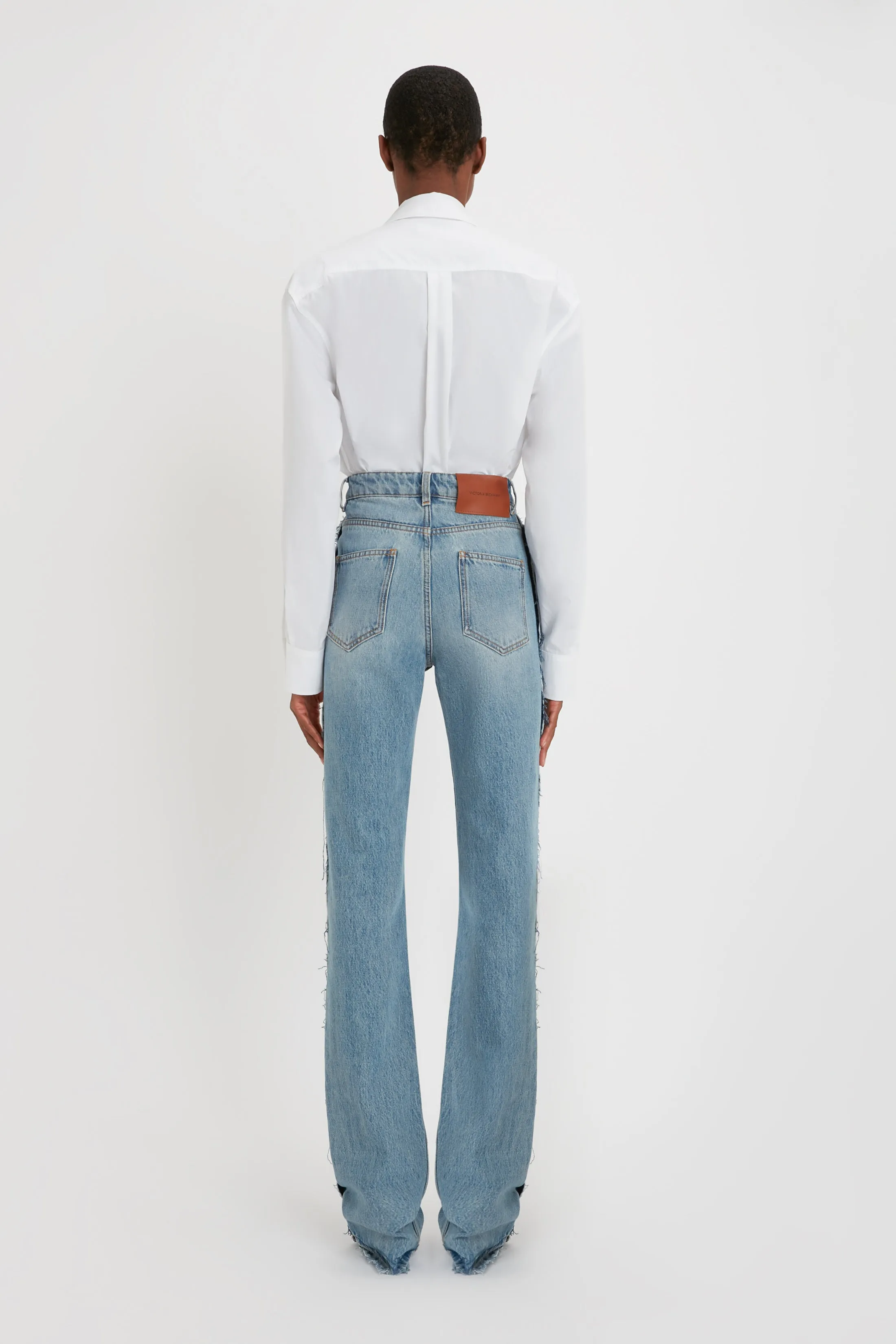 Cropped Patch Pocket Shirt In White