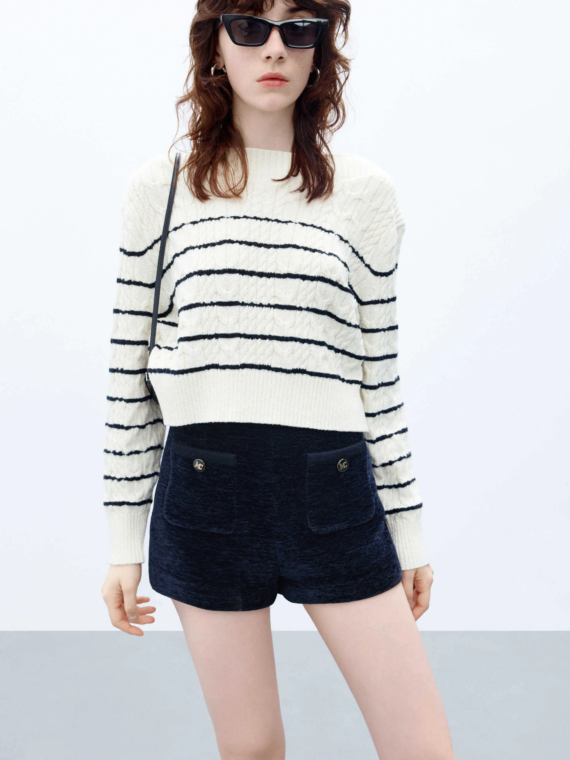 Cropped Stripes Knitted Top