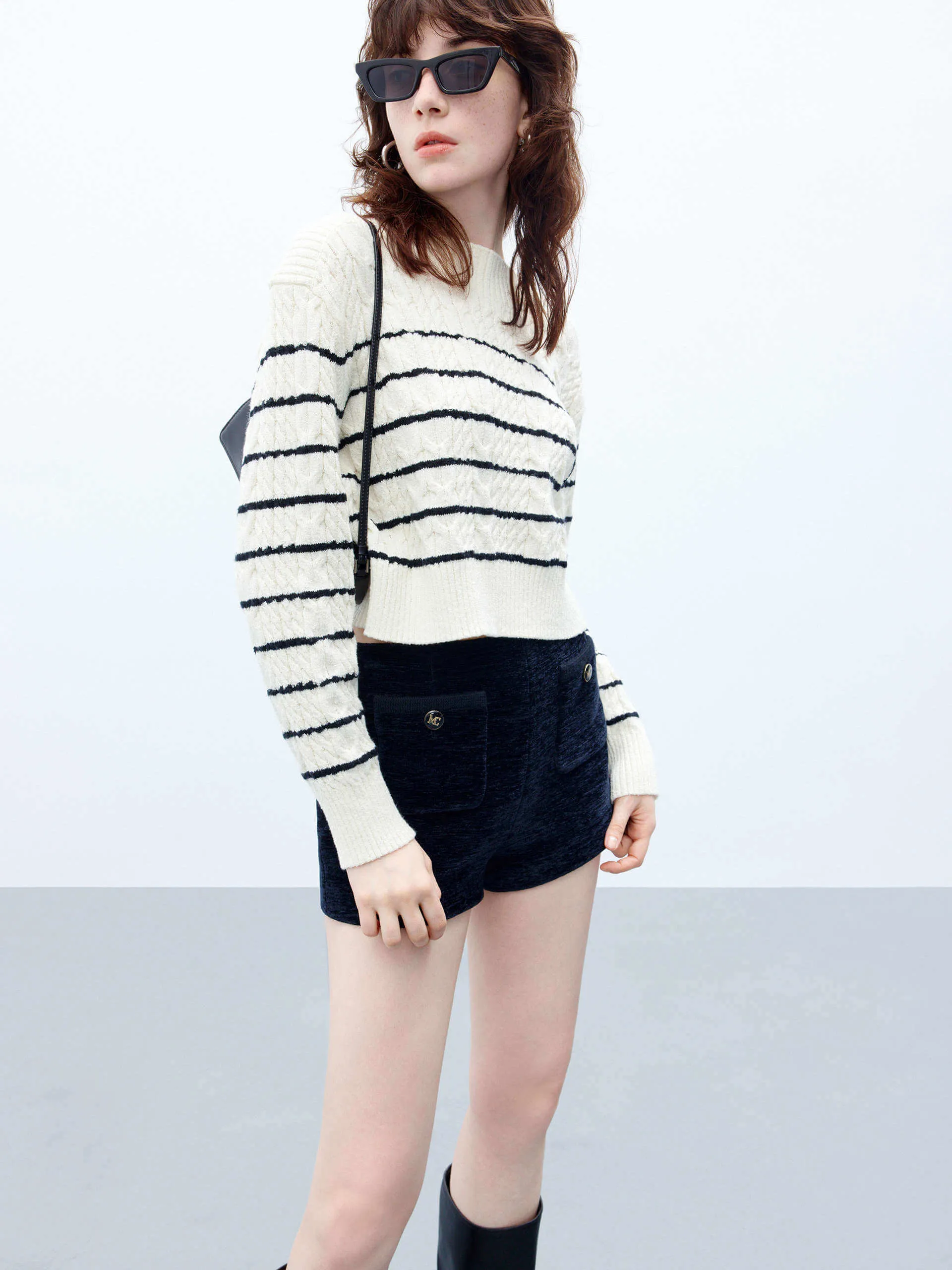 Cropped Stripes Knitted Top