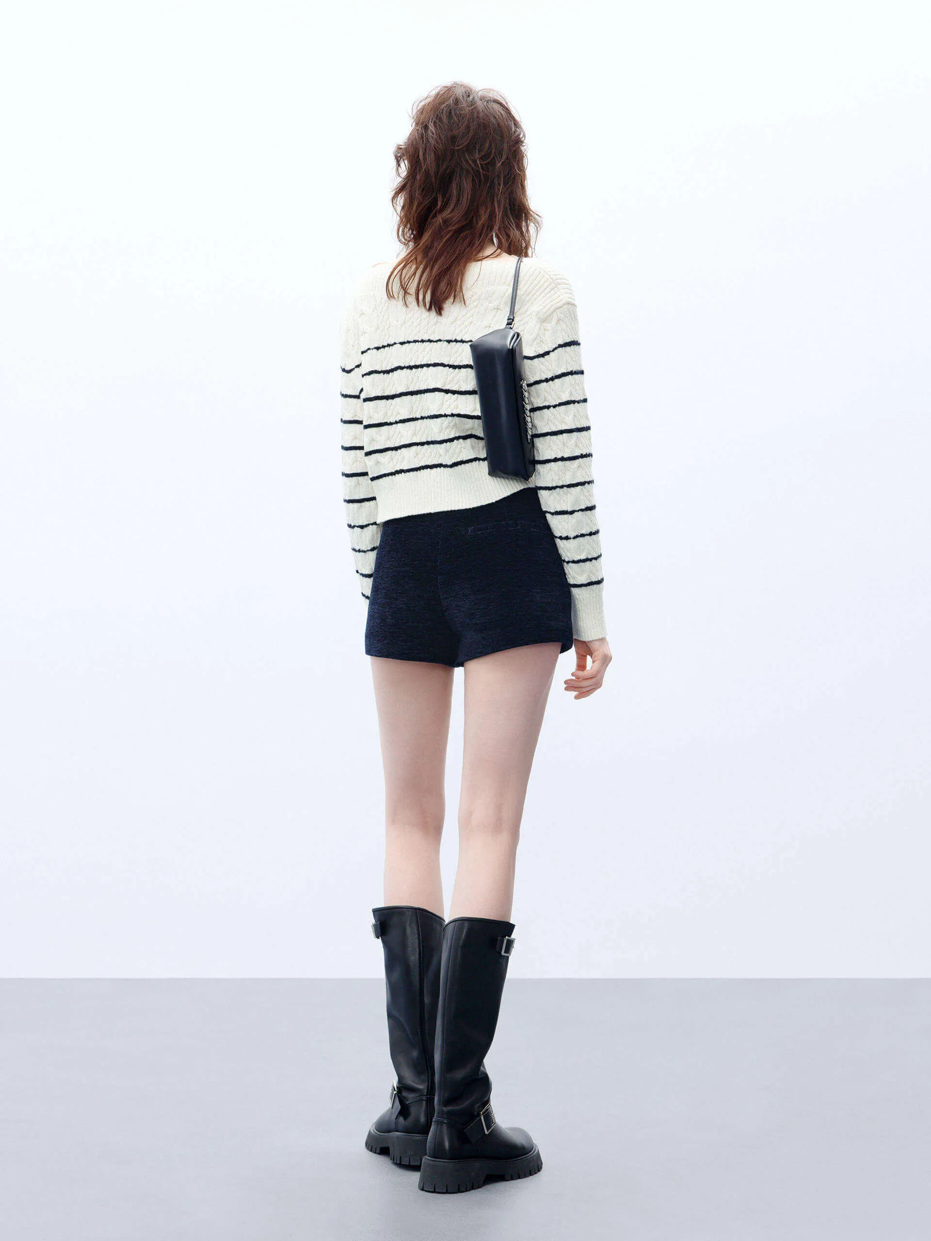 Cropped Stripes Knitted Top