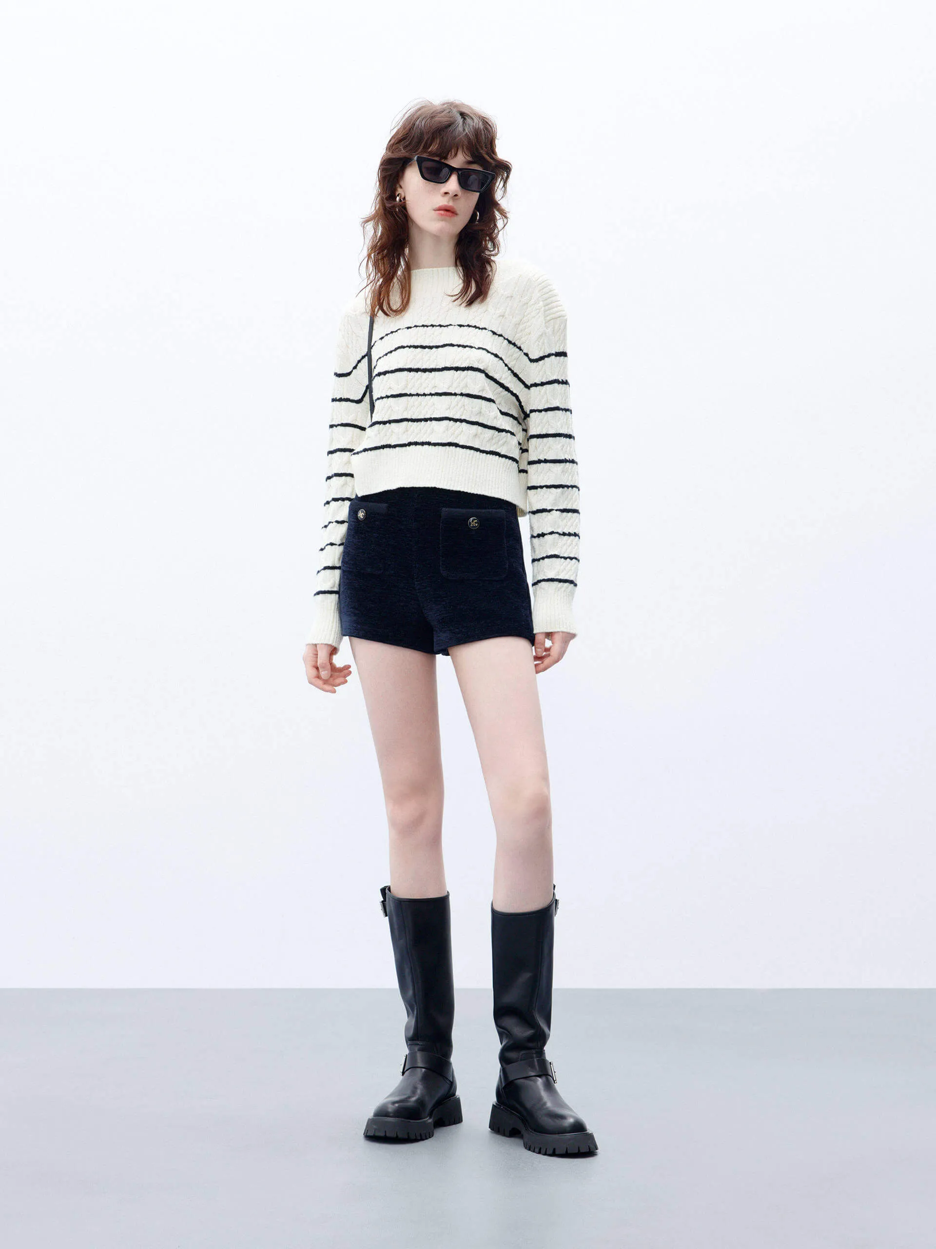 Cropped Stripes Knitted Top