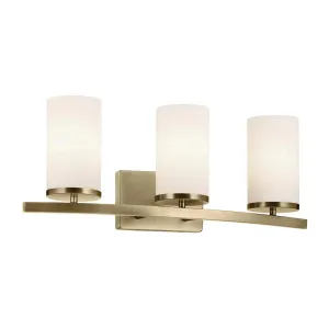 Crosby 23 In 3-Lights Bathroom Vanity Light With Satin Etched Cased Opal Glass,Gold Finish