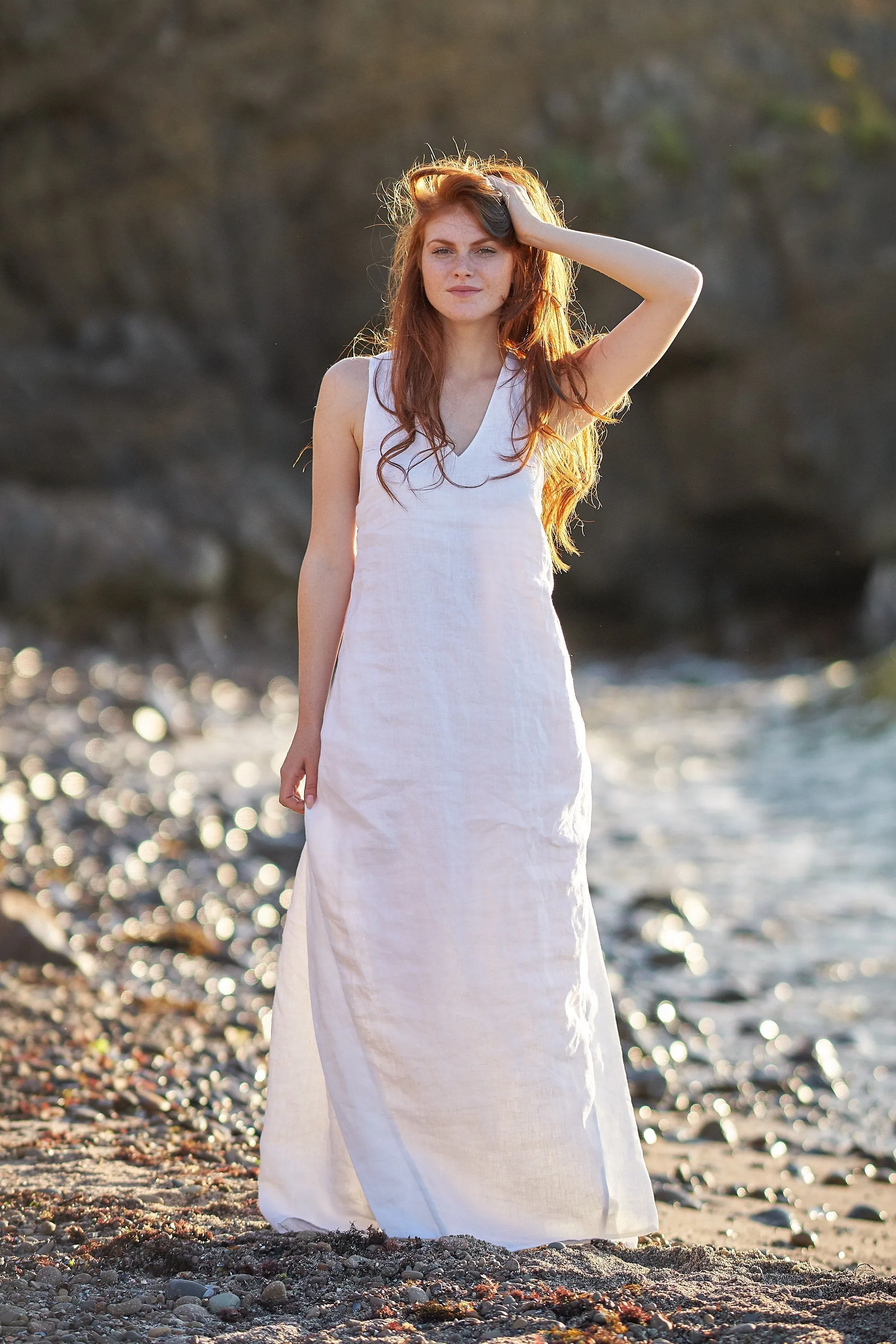 Cross-Back Linen Maxi Dress