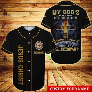 Cross, Lion Baseball Jersey - My God's not dead Custom Baseball Jersey Shirt For Men Women