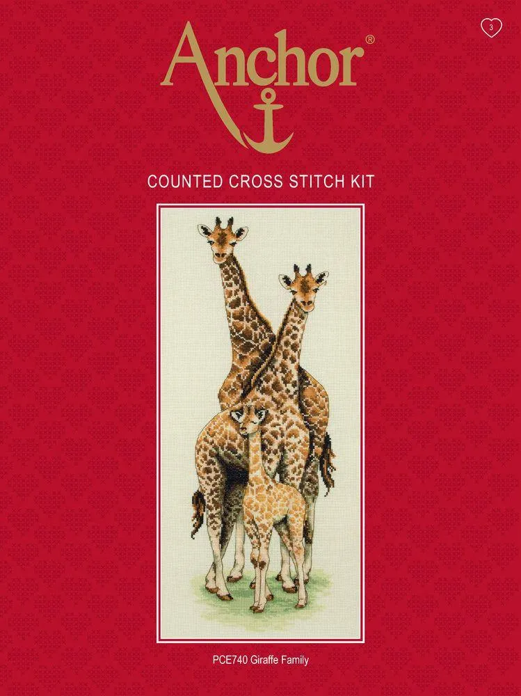 Cross Stitch Kit Anchor - Giraffe Family