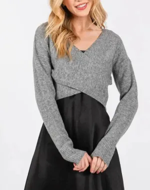 Crossing Comfort Soft Wrap Front Cropped Sweater (Assorted)