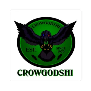 Crowgodshi Square Stickers, GREEN LOGO