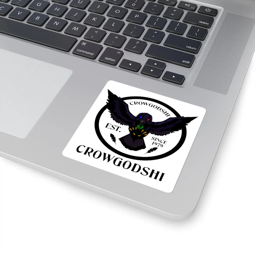 Crowgodshi Square Stickers, WHITE LOGO