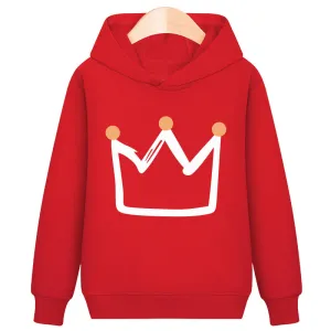 Crown hooded plus velvet sweatshirt