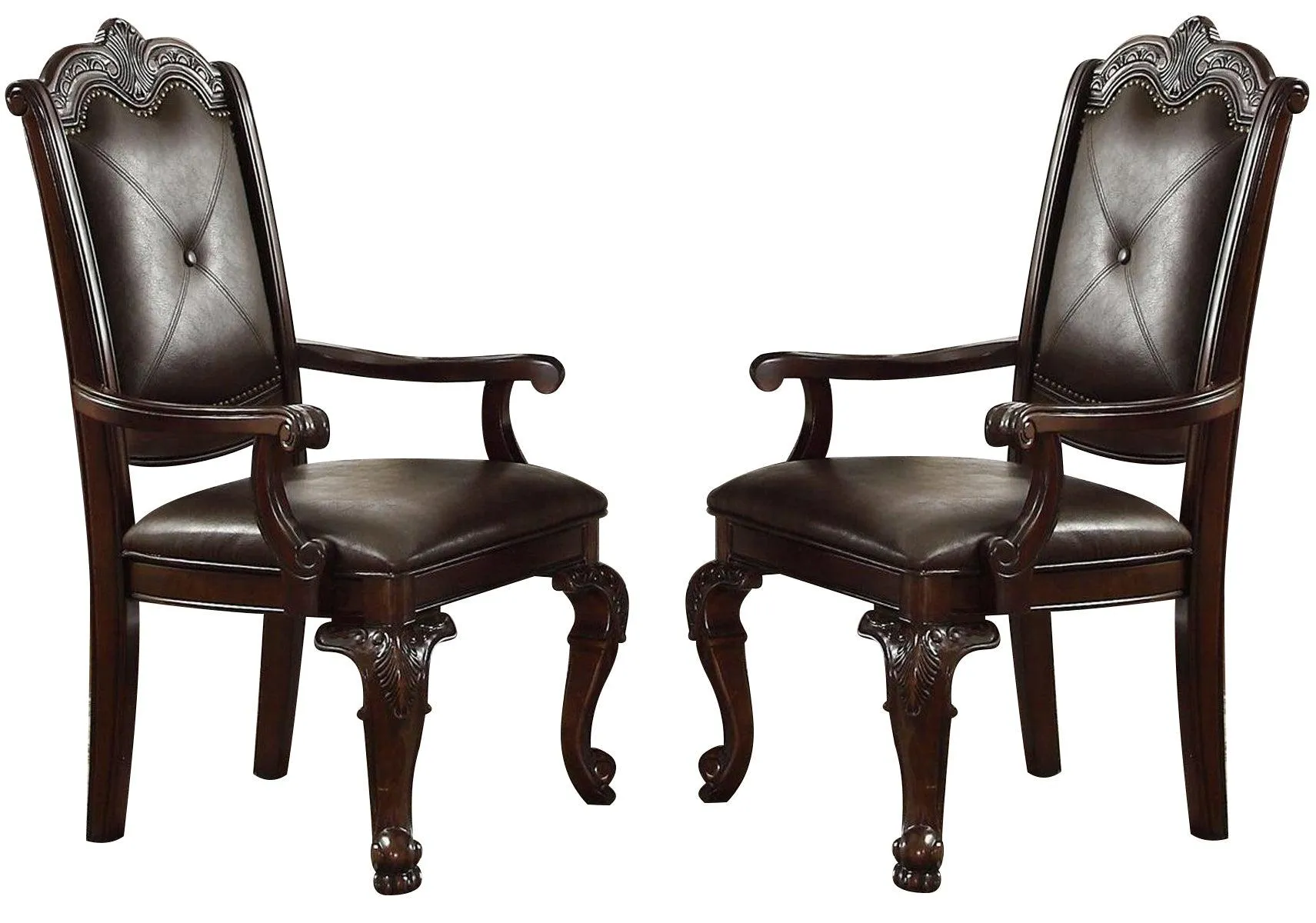 Crown Mark Kiera Dining Arm Chair in Warm Brown (Set of 2) 2150A