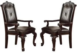 Crown Mark Kiera Dining Arm Chair in Warm Brown (Set of 2) 2150A