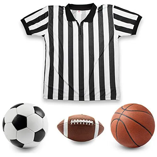 Crown Sporting Goods Men's Official Striped Referee/Umpire Jersey