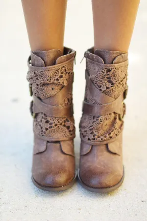 Crunch Time Taupe Booties