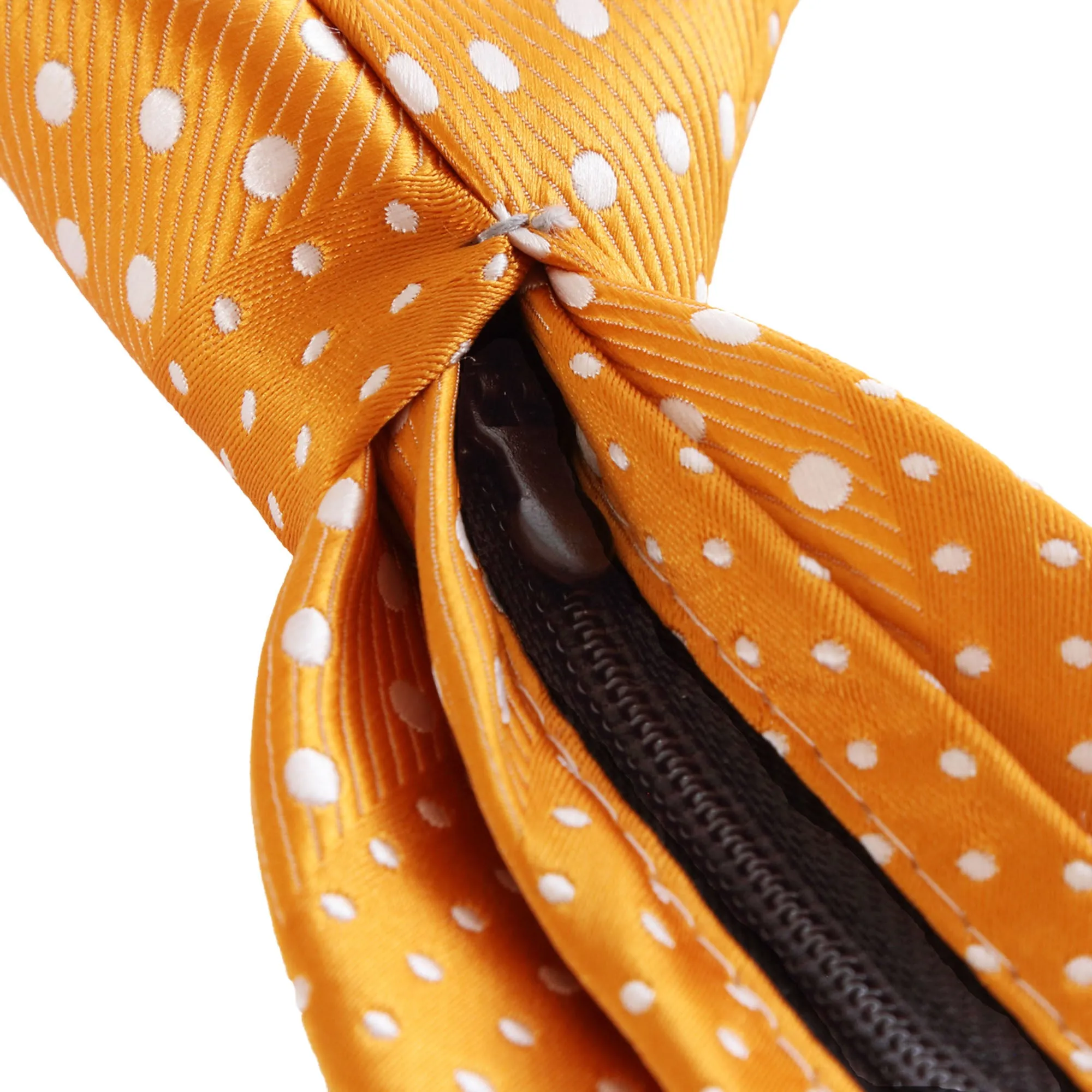 Crush - Orange Zipper Tie with Dotted Stripes