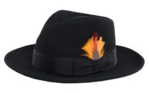 Crushable Travel Ready 100 % Australian Wool  Black / Grey Band Fedora Hat