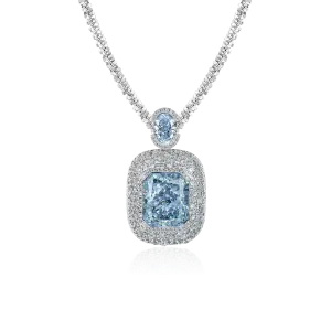 Crushed Ice Emerald Cut Pendant - Blue Gray