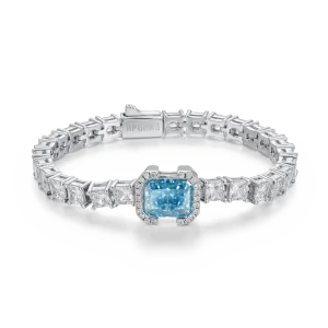 Crushed Ice Emerald Cut Tennis Bracelet - Blue Gray