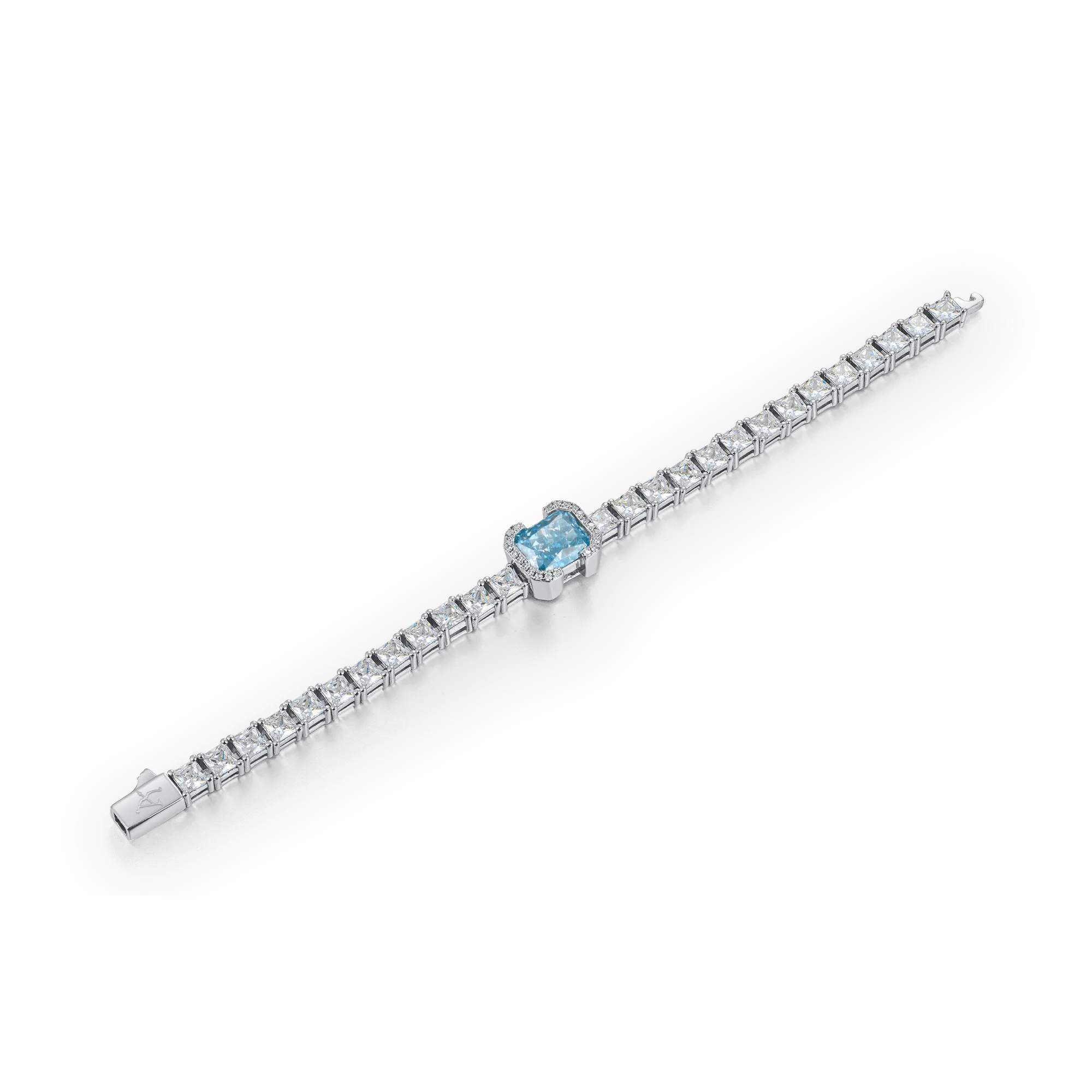 Crushed Ice Emerald Cut Tennis Bracelet - Blue Gray