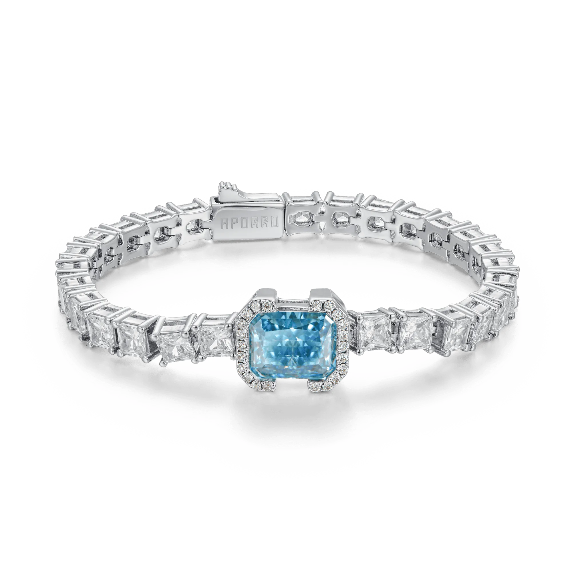 Crushed Ice Emerald Cut Tennis Bracelet - Blue Gray