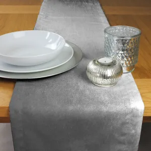 Crushed Velvet Silver Table Runner