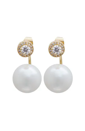 Crystal and Majorca Pearl Two-Way Earrings