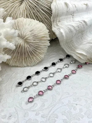 Crystal Coin Shape Rosary Faceted Glass Beads, 3 colors, 6.5mm x 3mm, Beaded Rosary Chain With Silver wire&caps, Sold by the foot, Fast Ship