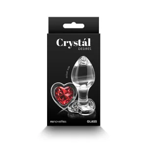 Crystal Desires Glass Heart Gem Butt Plug Medium - Red