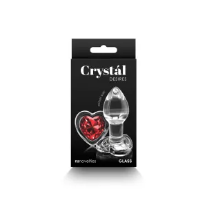 Crystal Desires Glass Heart Gem Butt Plug Small - Red