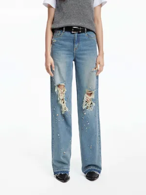 Crystal Detail Straight Jeans