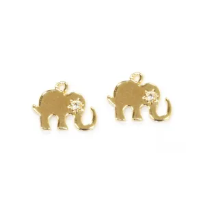 Crystal Elephant Pendant Gold Plated 8x10mm - Pack of 2