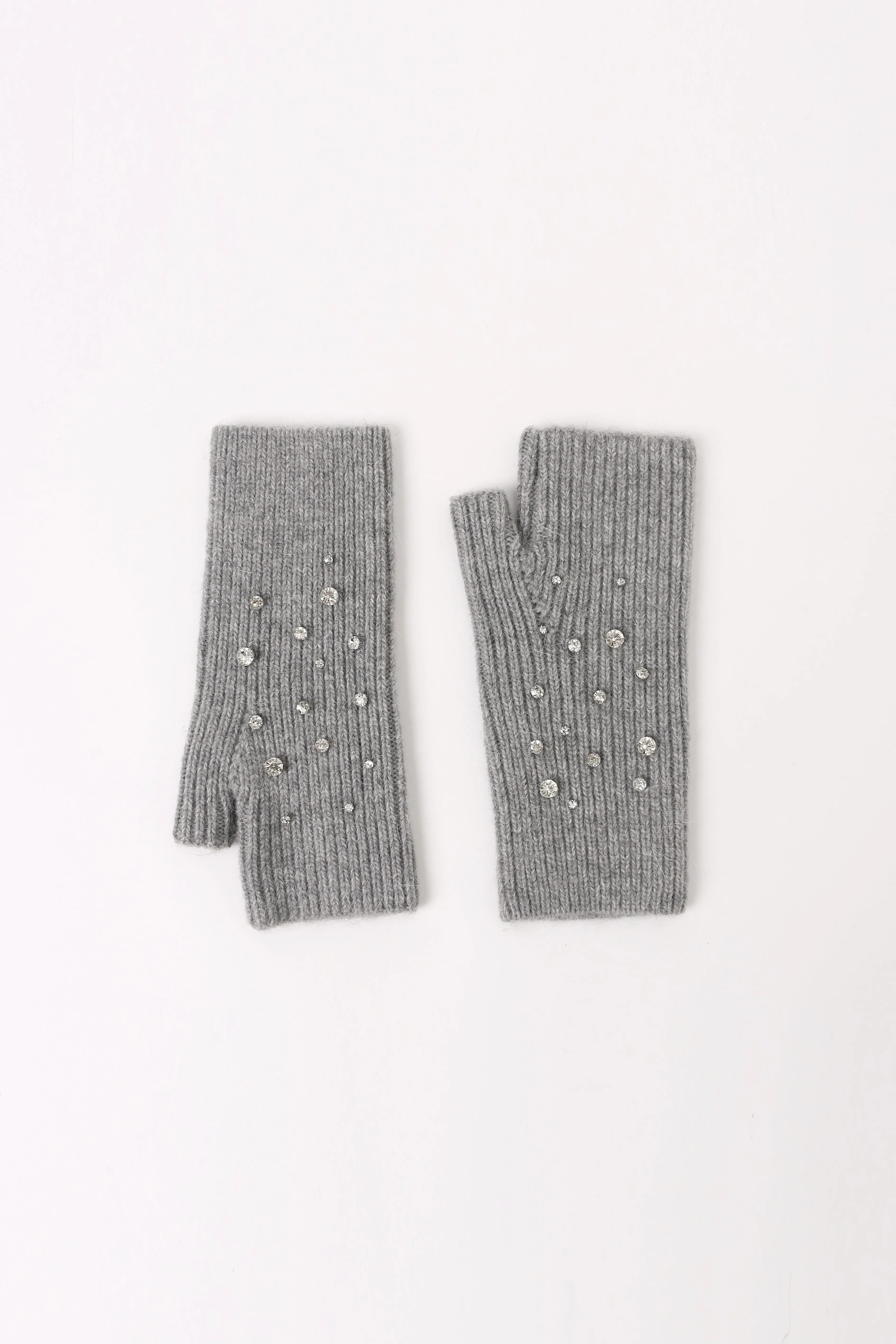 Crystal Embellished Angora Mittens