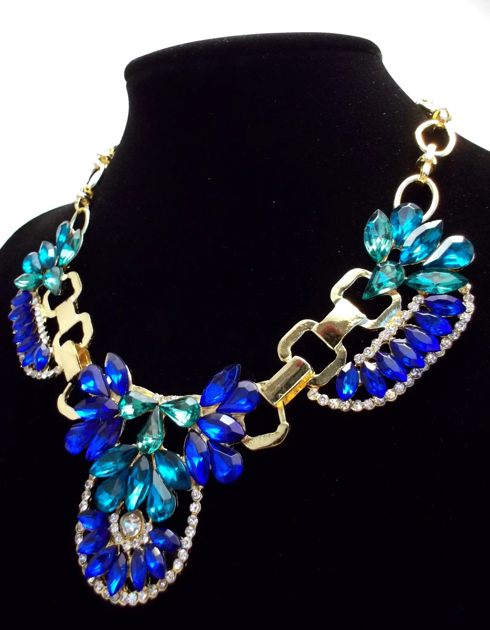 Crystal Icing Statement Necklace- Royal