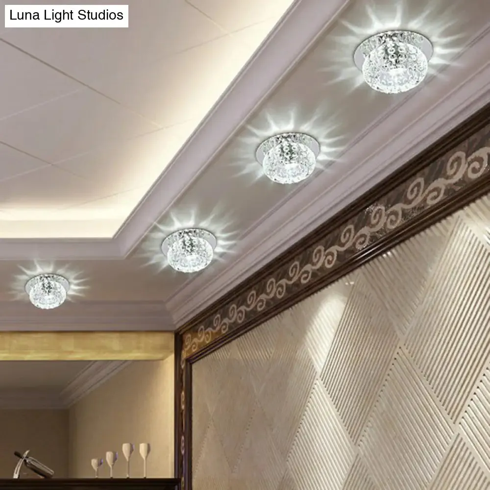 Crystal LED Flush Mount Ceiling Light - Contemporary Donut Design