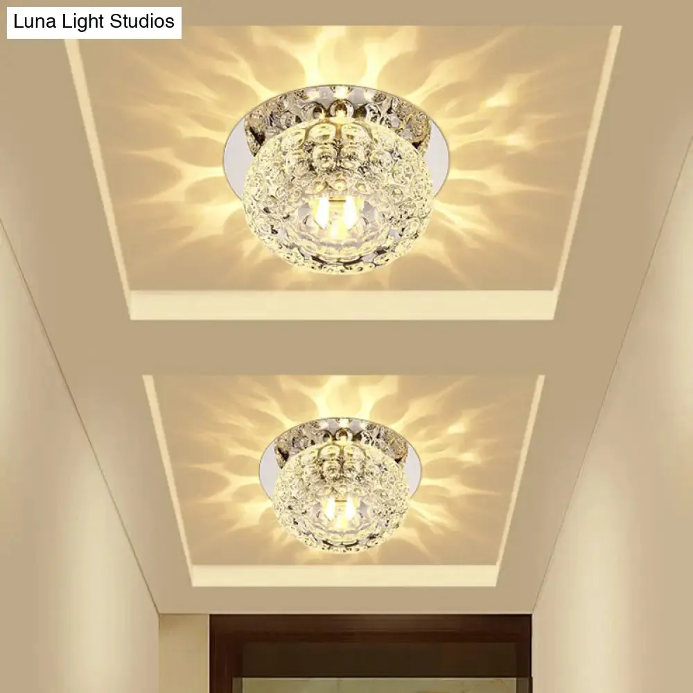 Crystal LED Flush Mount Ceiling Light - Contemporary Donut Design