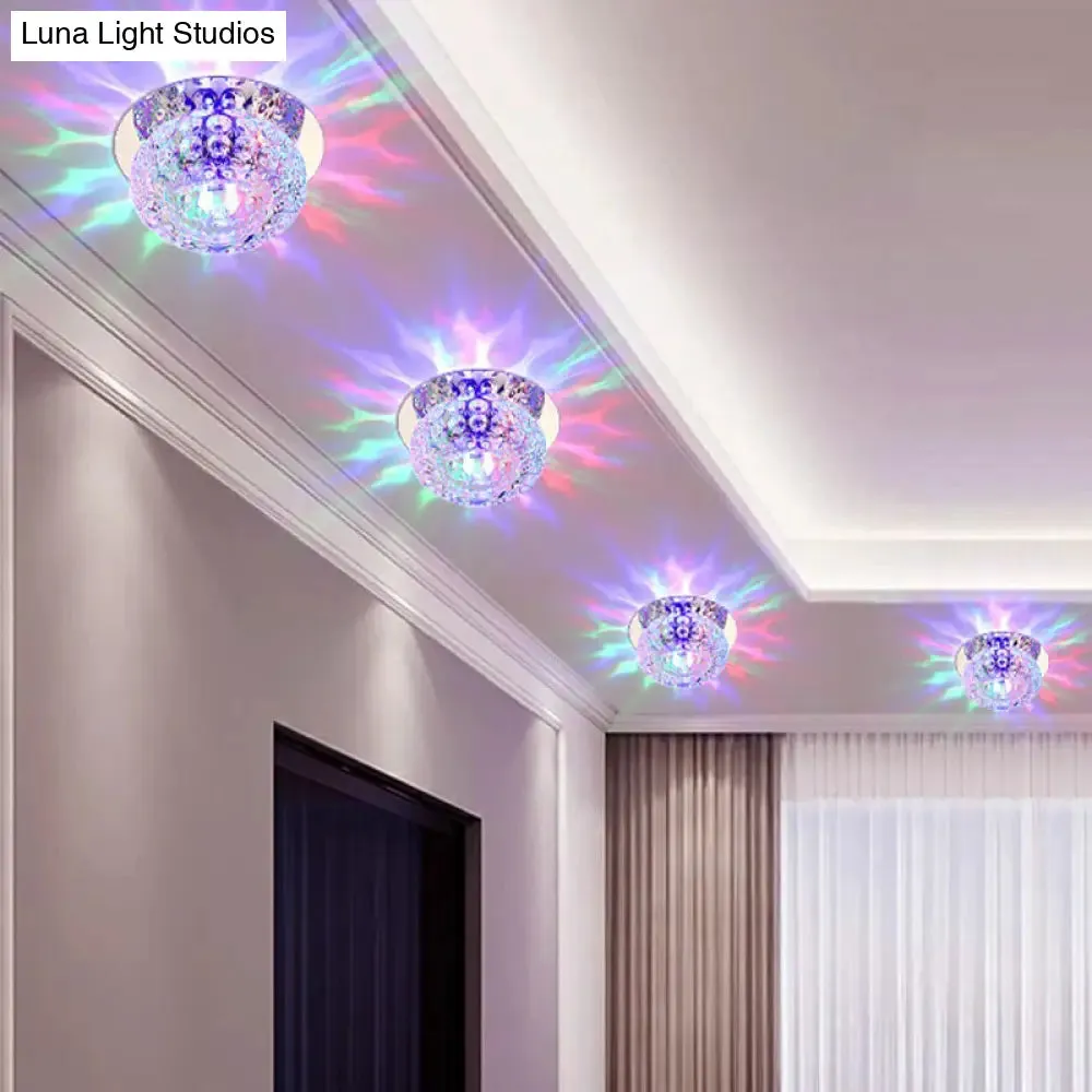 Crystal LED Flush Mount Ceiling Light - Contemporary Donut Design