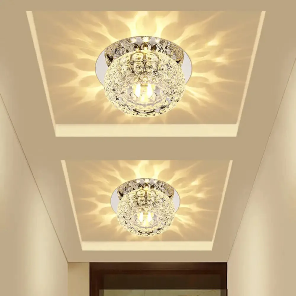 Crystal LED Flush Mount Ceiling Light - Contemporary Donut Design