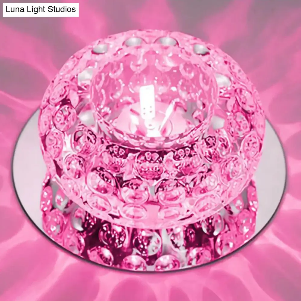 Crystal LED Flush Mount Ceiling Light - Contemporary Donut Design