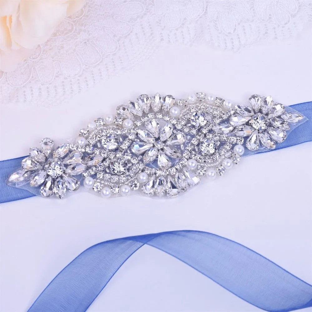 Crystal Wedding Belt Sliver Bridal Rhinestone Wedding Dress Sash