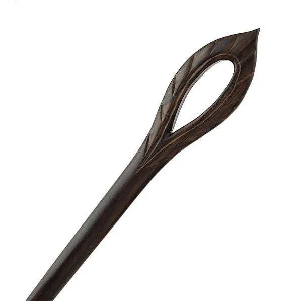 CrystalMood Handmade Carved Wood Hair Stick Feather