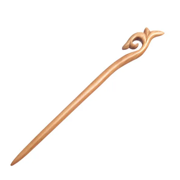 CrystalMood Handmade Carved Wood Hair Stick Spiral