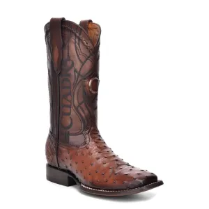 CUADRA Men's Brown Ostrich Laser & Embroidery Square Toe CU457