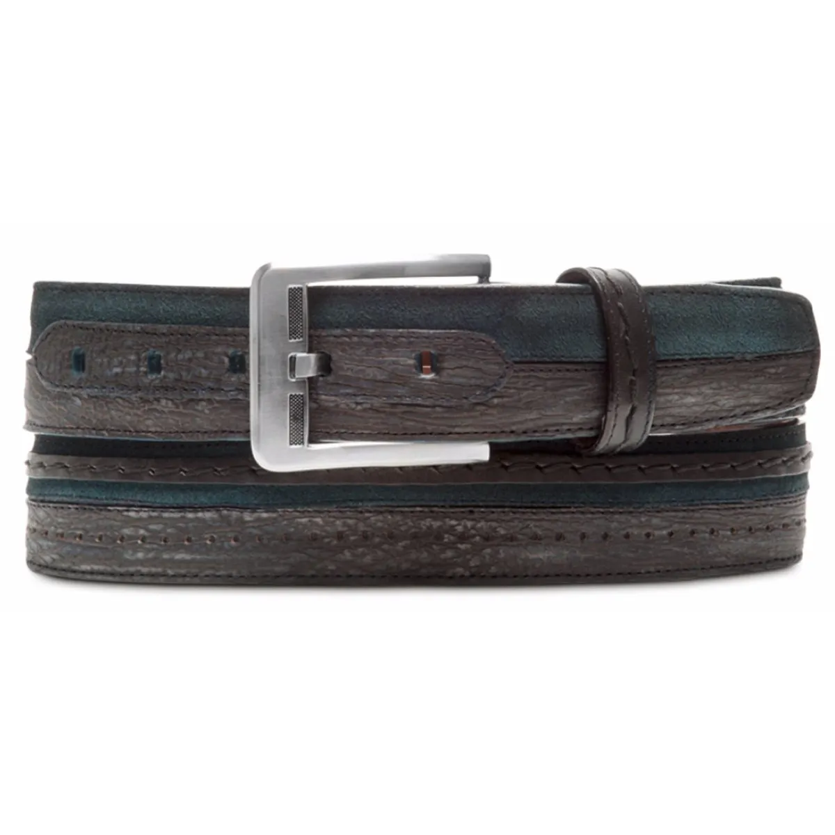 Cuadra Men's Exotic Grey Shark Woven Leather Belt - BC096 / CS341TI