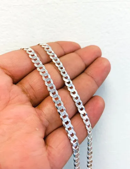 Cuban Curb Chain Necklace 925 Sterling Silver 24" 17g 5.3mm For Mens / Cadena Cuban Link en Plata Pura Para Hombre / Everyday Necklace Chain Cuban Link