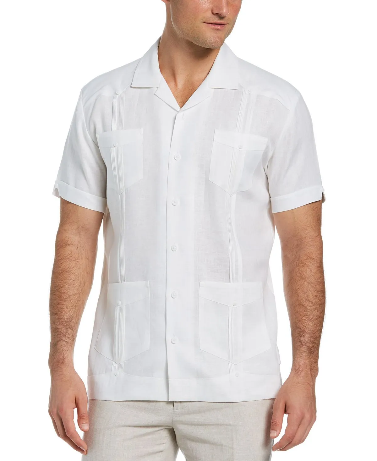 Cubavera 100% Linen Guayabera Short Sleeve Four Pocket Shirt