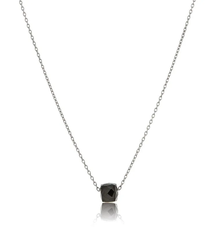 Cube Necklace, Black Onyx, Silver