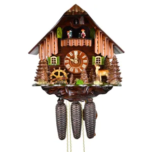 Cuckoo Clock - 8-Day Chalet Style with Deer & Wheel - August Schwer