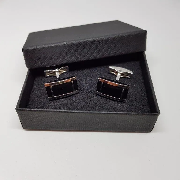 Cufflinks - Silver & black - clean design