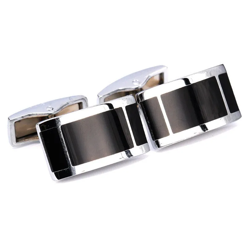 Cufflinks - Silver & black - clean design