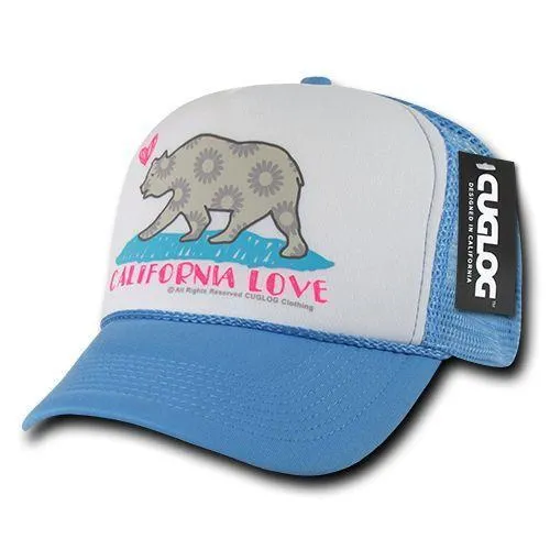 Cuglog 5 Panel California Love Foam Trucker Baseball Hat Cap California Bear